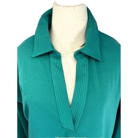 Soft Surroundings Tunic Women’s Size Small Petite Teal V-neck Collared Stitching - Picture 9 of 10